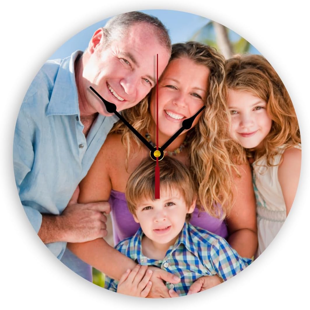 Generic Custom Clocks for Walls Personalized Picture Hanging Time Clocks Customize Gifts for Kitchen Bathroom Home Creative, 10inch-25cm
