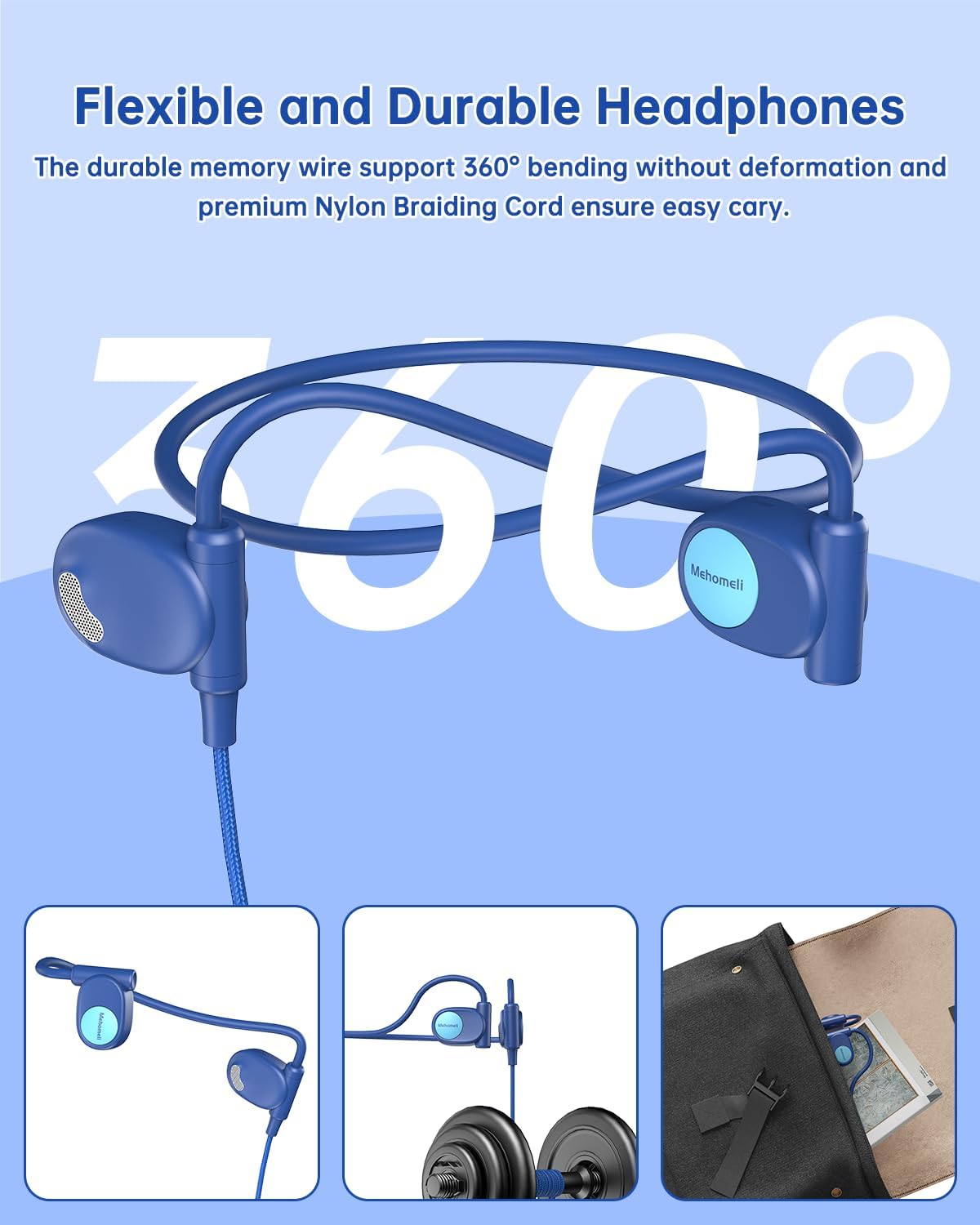 Kids Headphones, Wired Air Conduction Open Ear Headphones, 85dB Volume Limiting-Blue, Pink