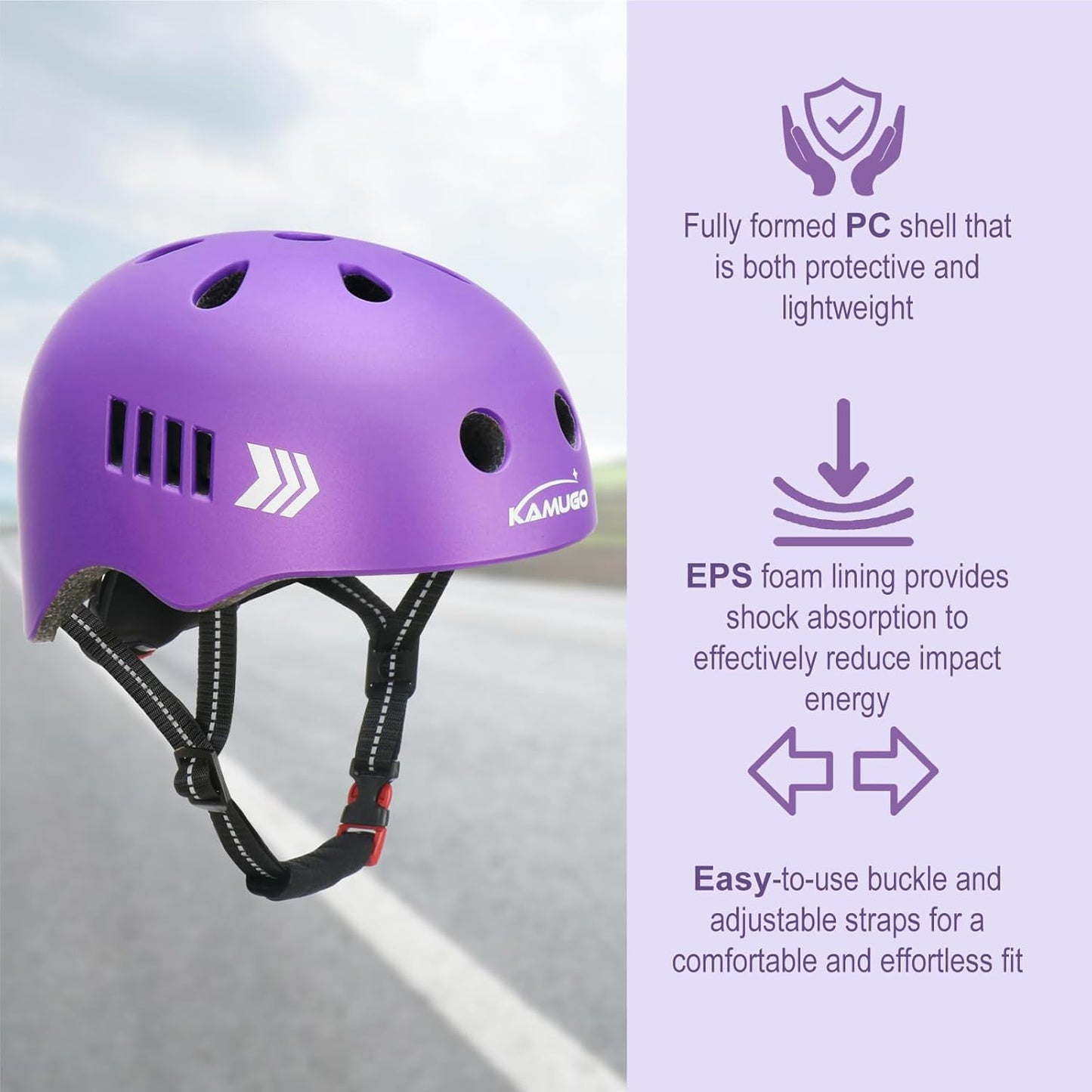 KAMUGO Kids Bike Helmet Set, Toddler Helmet for Ages 2-8 Boys Girls with Sports Protective Gear Set Knee Elbow Wrist Pads for Skateboard Cycling Scooter Rollerblading