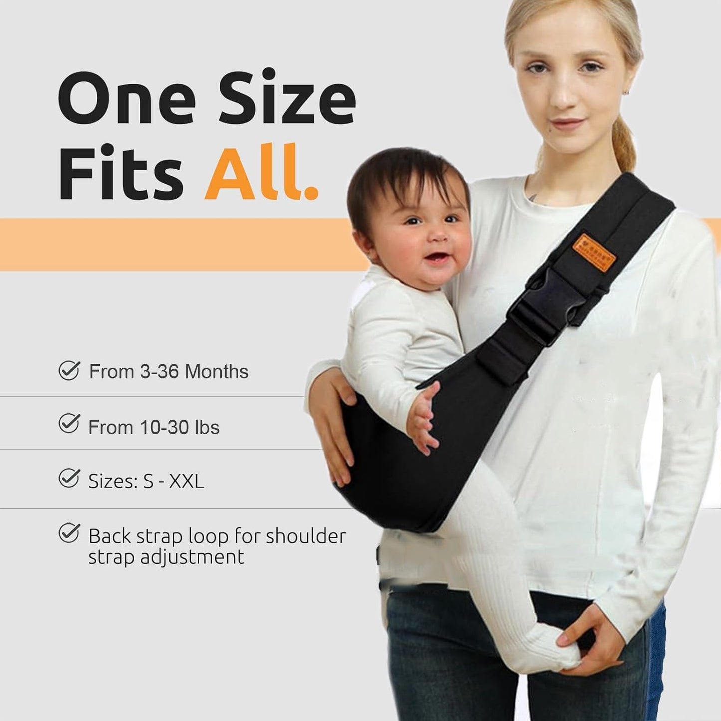 Baby Sling Carrier Newborn to Toddler Adjustable One-Shoulder Design with Hip Seat Support, Labor-Saving Baby Wraps Carrier 10-30 lbs(Heart)