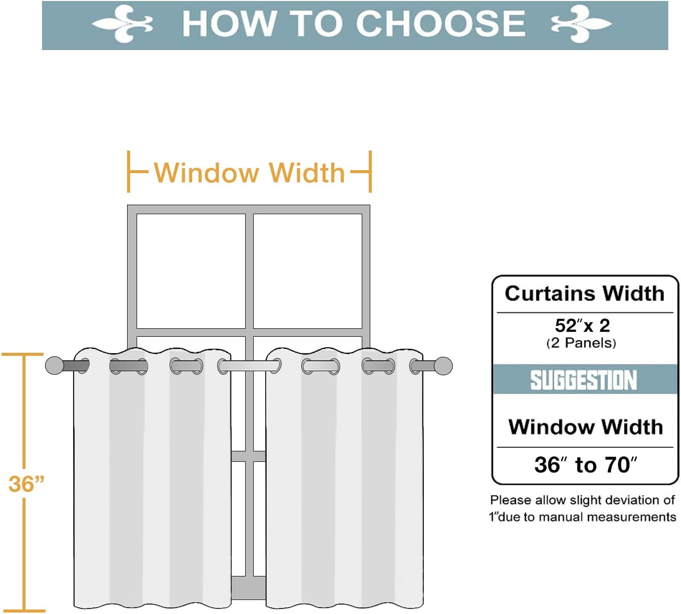 ChrisDowa Small Window Curtains for Kitchen and Bedroom - Grommet Short Thermal Insulated Room Darkening Curtains (2 Panels, Beige, 52 x 36 Inch)