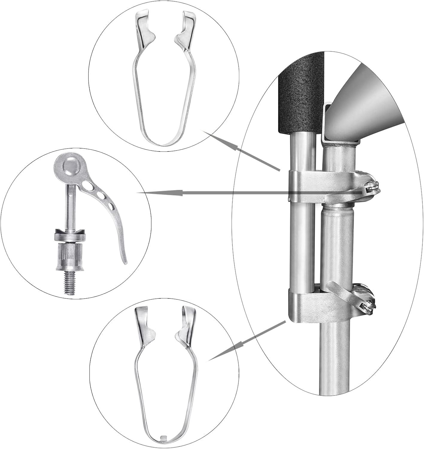 Universal Trampoline Replacement Enclosure Poles with Clamp and Hardware (only fit for The Trampoline with 6 Poles)