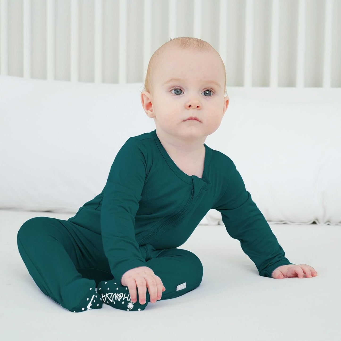 Baby Bamboo Rayon Romper Infant Footies Long Sleeve Double Zipper Outfits 2-Pack One-Piece Jumpsuits