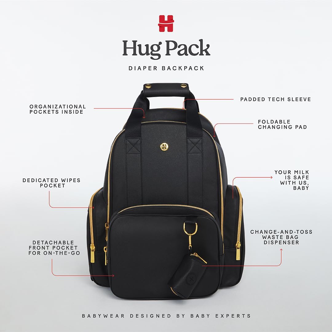 Huggies Signature Hug Pack Diaper Backpack, Dark Grey Heather, O/S