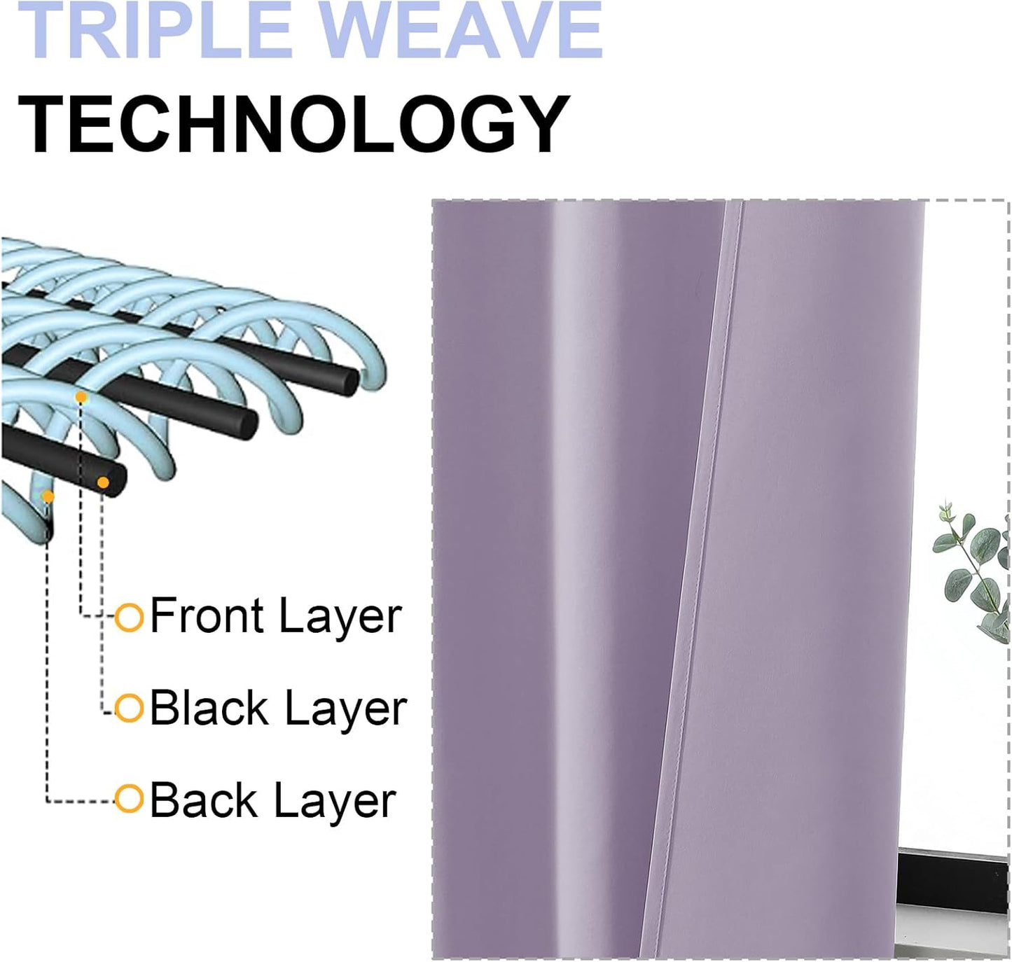 Simplebrand Ava Lilac Blackout Curtains for Bedroom 96 Inches Long 2 Panels, Solid Thermal Insulated, Energy Saving Nursery Window Treatment Curtains Blackout Drapes, W40 x L96 Inch, Lilac