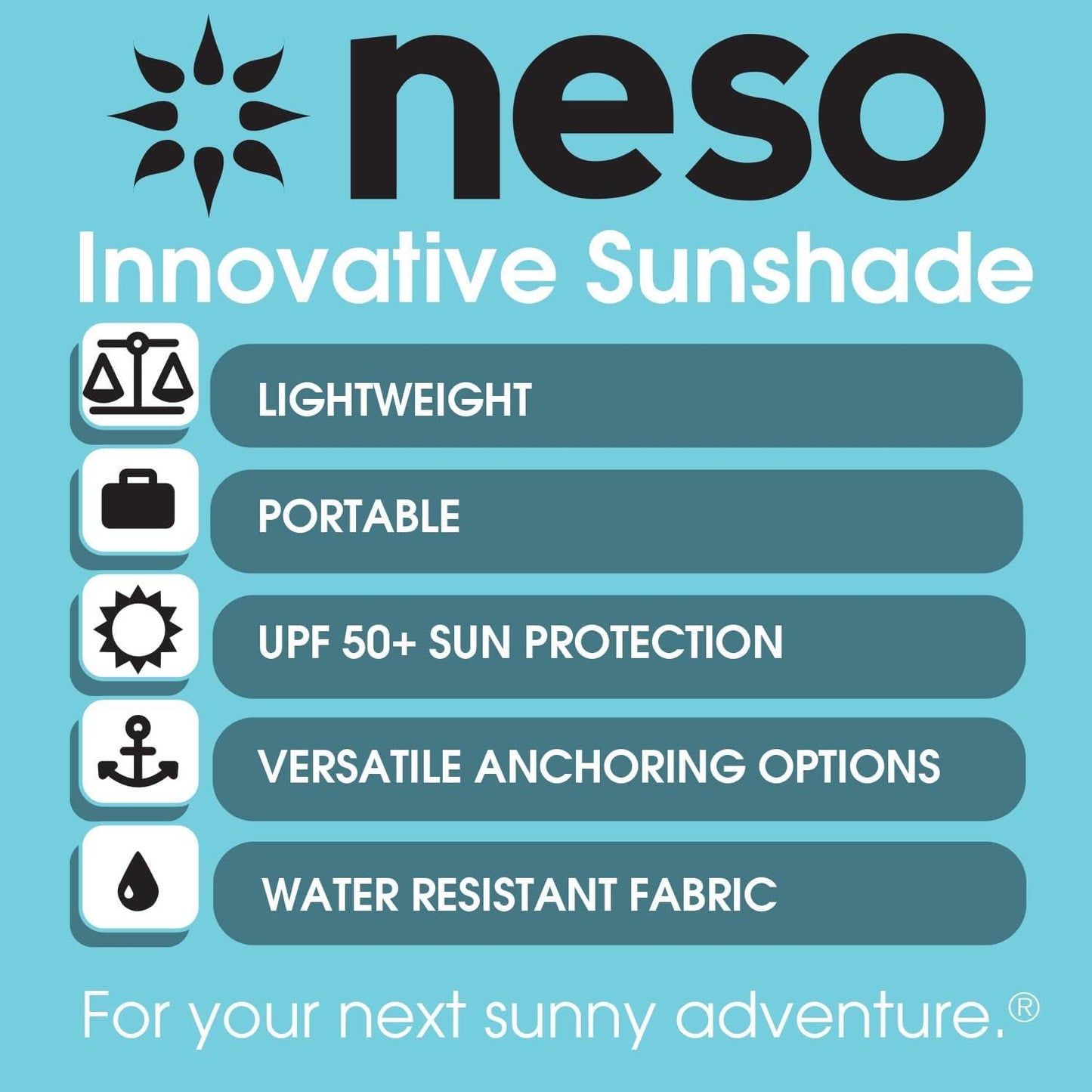 Neso Tents Beach Tent with Sand Anchor, Portable Canopy Sunshade - 7' x 7' - Patented Reinforced Corners (Navy)