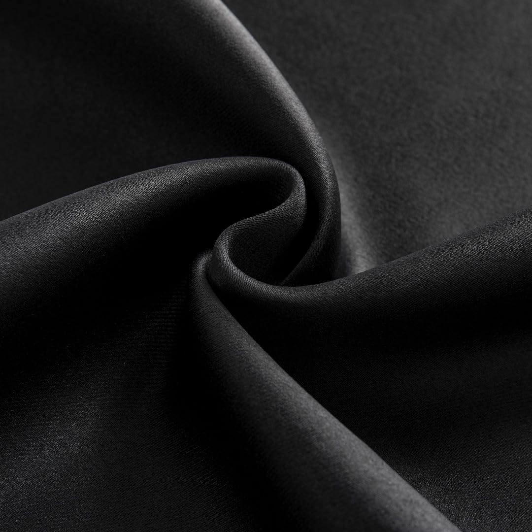 Joydeco Black Blackout Curtains 96 Inches, Thermal Insulated Long Curtains 2 Panels Set for Bedroom, Room Darkening Drapes for Living Room Window (W37 x L96 Inch, Black)