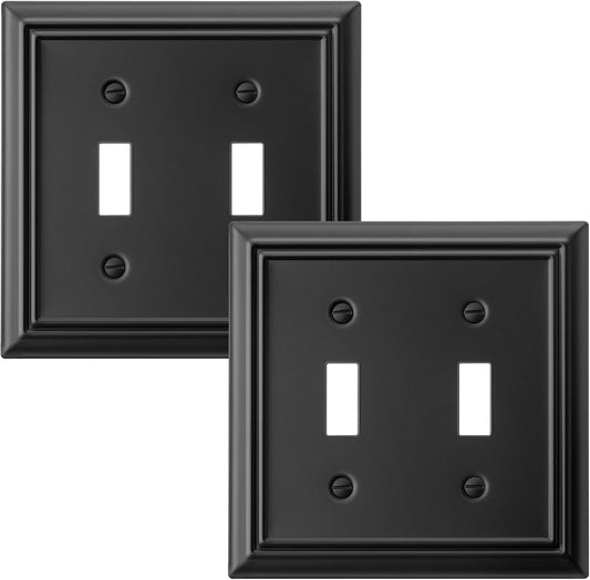 DEWENWILS Decorative Light Switch Cover, Metal Toggle Light Switch Wall Plate, 2-Pack