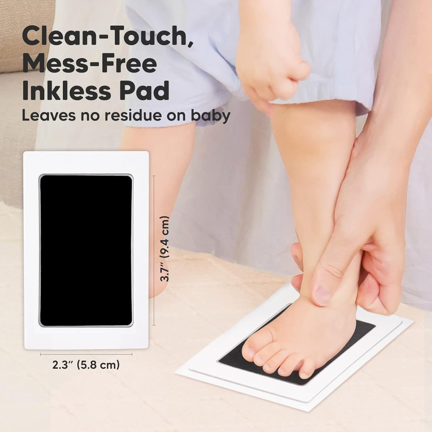 2-Pack Inkless Baby Hand and Footprint Kit - Mess Free Ink Pad for Newborn Keepsake, Dog Nose & Paw Print Kit, Clean Touch Ink Pad for Baby Hand & Footprints, Ideal New Mom Gifts (Jet Black)