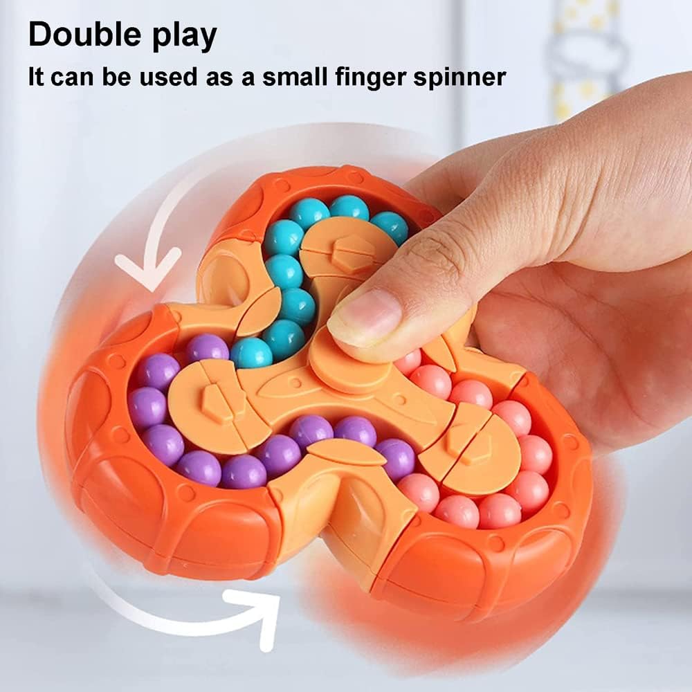 Magic Bean Rotating Brain Teaser Finger Puzzle Toy,Boys Girl Handheld Spinner Stress Anxiety Relief Ball Game Sensory Toys,Gift for Kids Ages 3Above Easter Christmas Birthday New Year (Blue)