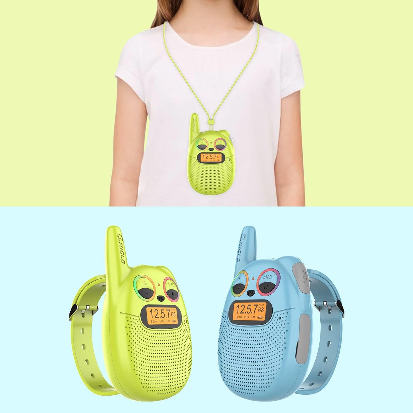 Qniglo Walkie Talkies for Kids Rechargeable 4 Pack, Kids Toys for 3-14 Year Old Girls Gifts Walkie Talkies for Outdoor Camping Games Christmas Birthday for 5 6 7 8 9 10 Year Old Boys Toddlers