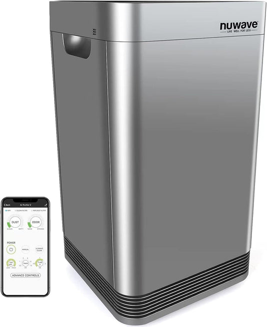 Nuwave OxyPure Ultra Clean Air Purifiers for Extra Large Room, Office, 5 Stage Filtration System with 4 Extra True HEPA Filters, Remove up to 100% of Dust, Pet Hair, Odors, Pollen, VOCs, Smart Wifi