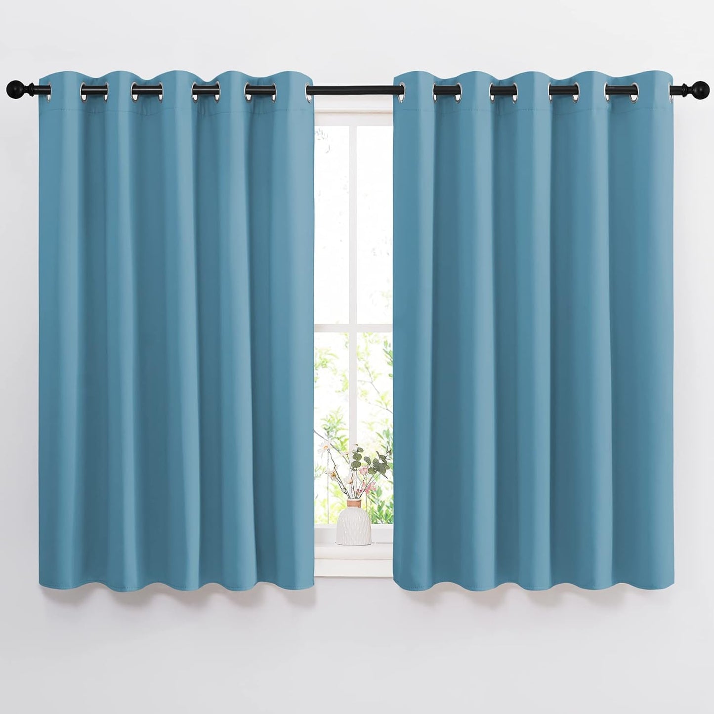 NICETOWN Blackout Curtains 54 Long - Window Treatment Thermal Insulated Solid Grommet Blackout Curtains/Panels/Drapes for Bedroom (Teal Blue, Set of 2, 66 by 54 Inch)