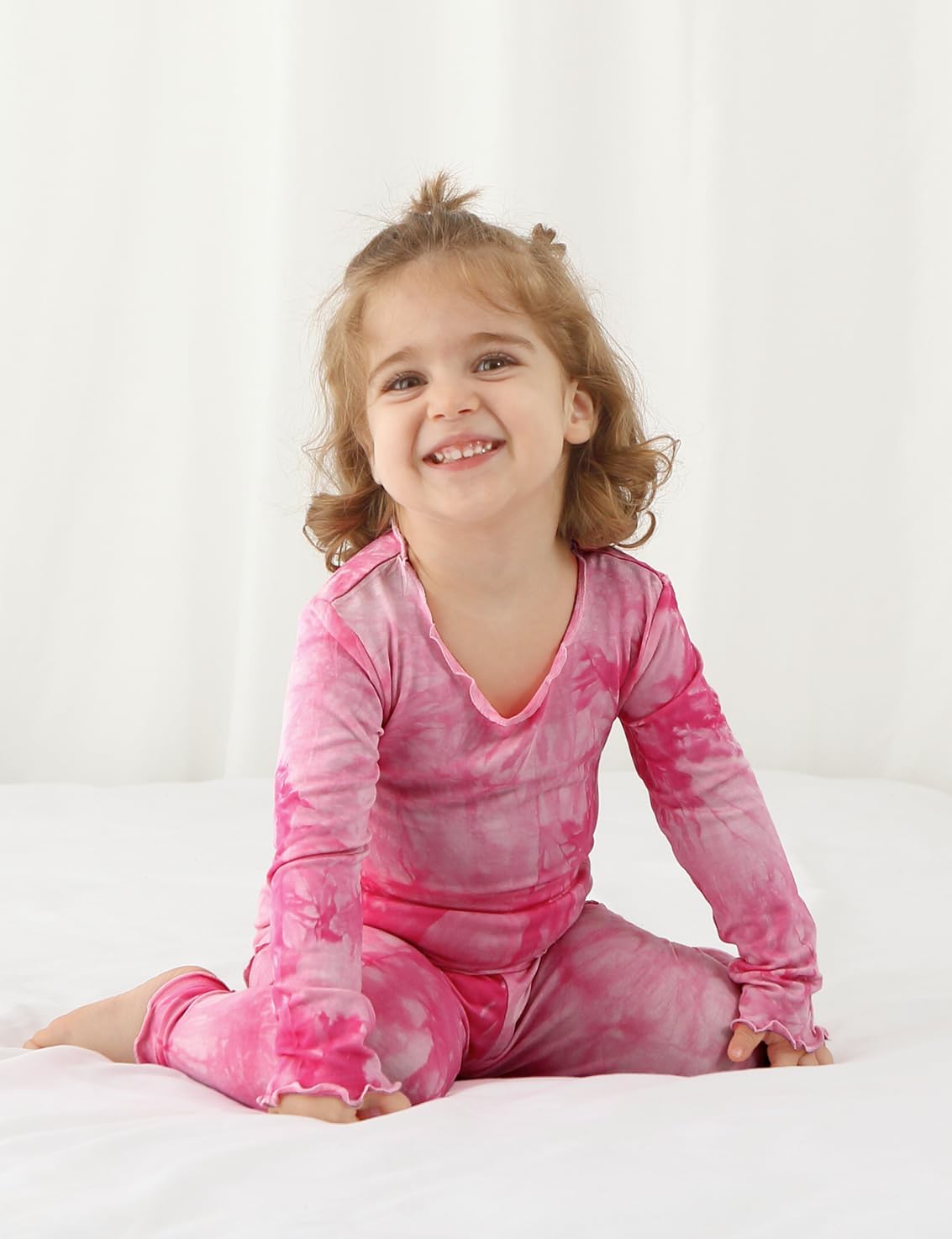 Jimonda Kids Soft Rayon From Bamboo Sleepwear Long Sleeve Boys Girls Pajama Outdoor 2-Piece tops&pant Casual sets Tie Dye PJ