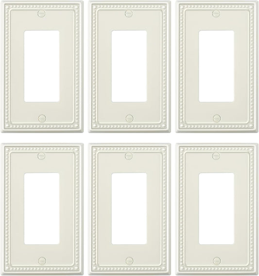 6-Pack Decorator Outlet Cover Plate, Decorative Switch Plates and Outlet Covers, Light Almond Metal Wall Plates for Electrical Outlets, Receptacle, GFCI Outlet, Dimmer Switch