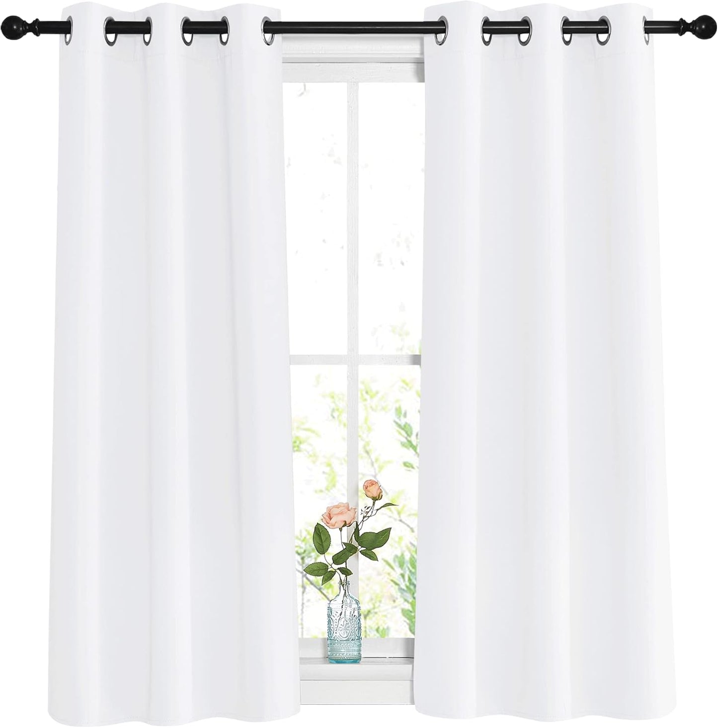 NICETOWN White Room Darkening Curtain Panels - Thermal Insulated Grommet 50% Room Darkening Window Drapes and Curtains for Bedroom/Basement (Set of 2, W37 x L54)