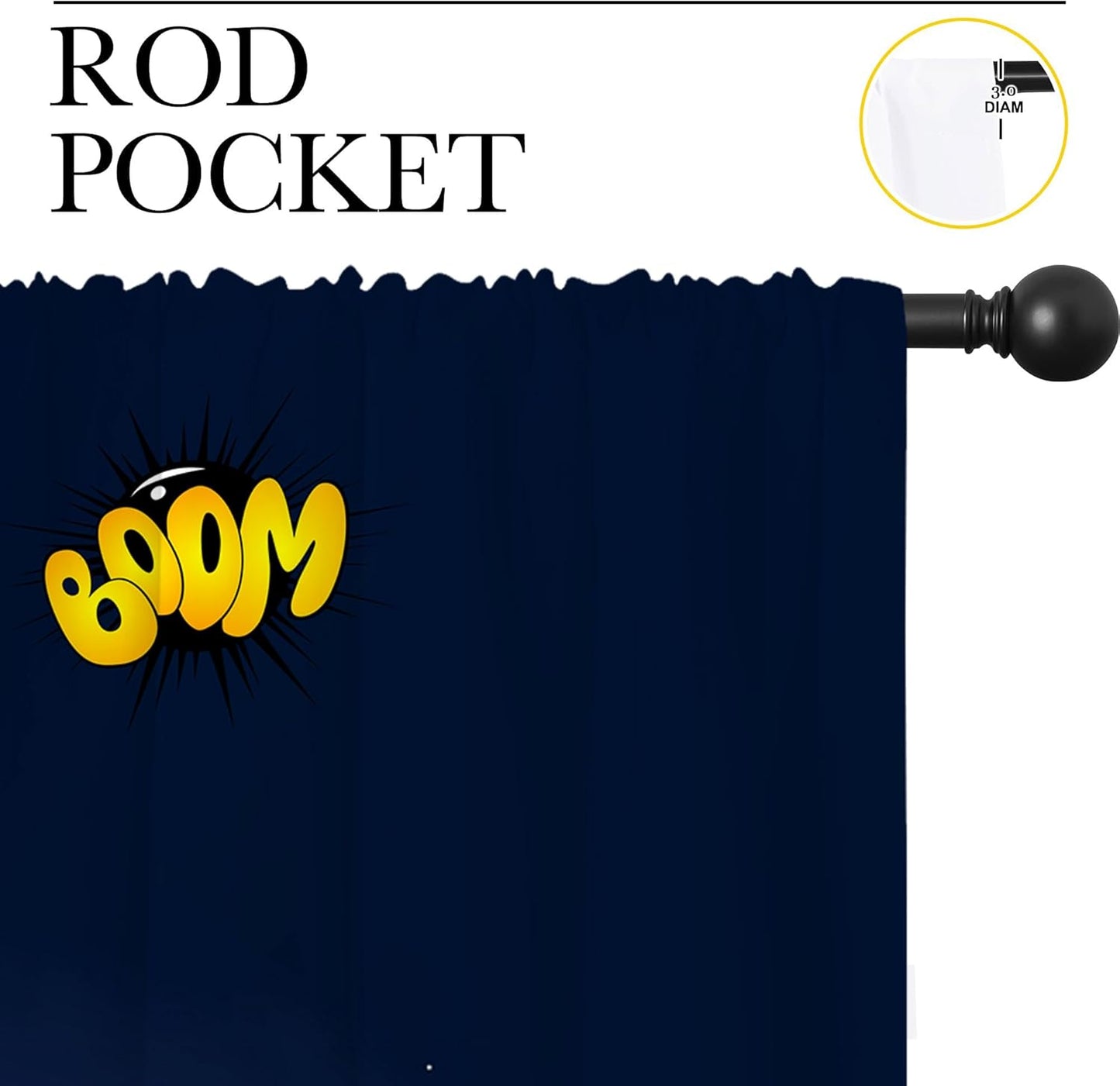 Superhero Rod Pocket Blackout Curtains for Boy Girl Bedroom, Cartoon Skyline Buildings Cityscape Thermal Insulated Home Window Drapes for Living Room Darkening, 72x63 inch