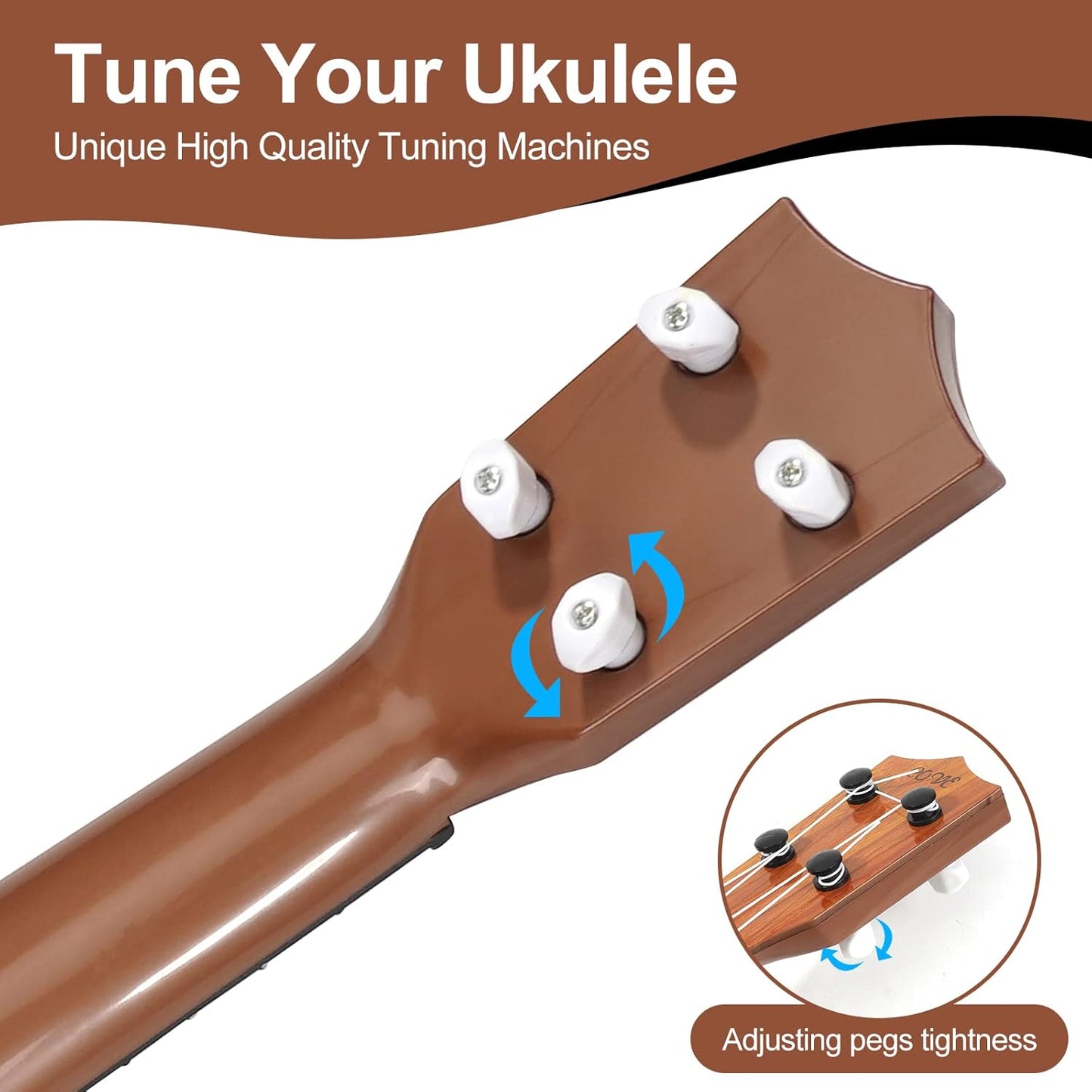 Raimy 17in Kids Ukulele Guitar - 4 Strings Mini Guitar Children Musical Instruments Educational Toys with Picks for Toddler Kids Boys Girls Beginner (Burlywood)