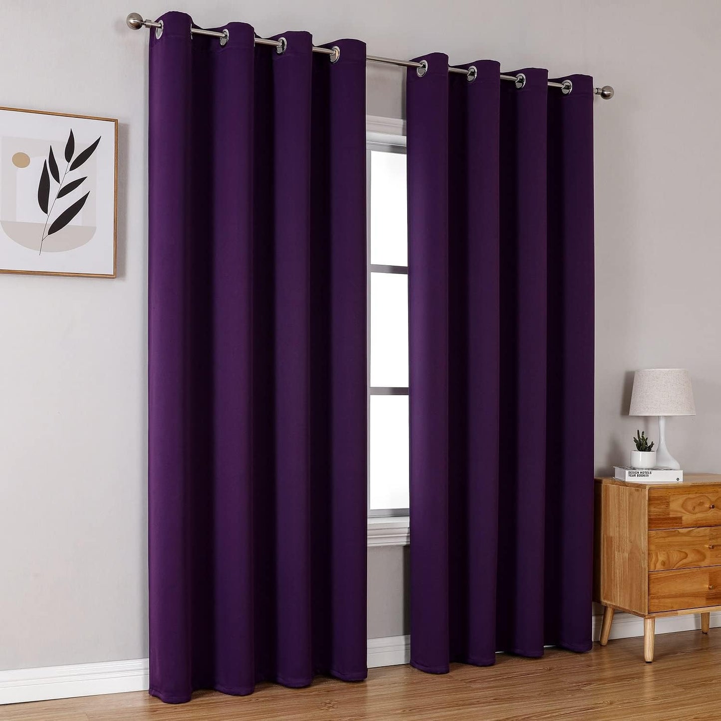 ChrisDowa Blackout Curtains 102 Inches Long 2 Panels Set for Living Room, Grommet Thermal Insulated Room Darkening Curtains for Bedroom (Royal Purple, 52 x 102 Inch)