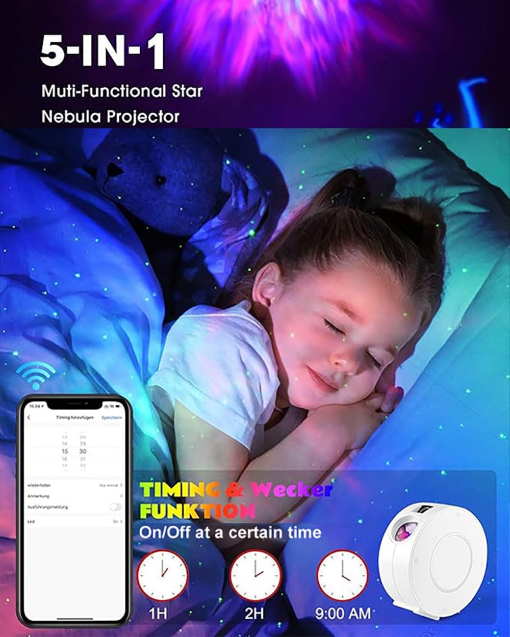 Galaxy Projector for Bedroom, Star Projector,Smart APP Memory Setting, Compatible with Alexa & Google Home, for Kids Adults Bedroom,Room Decor,Game Room,Party (Yellow Star+Remote)