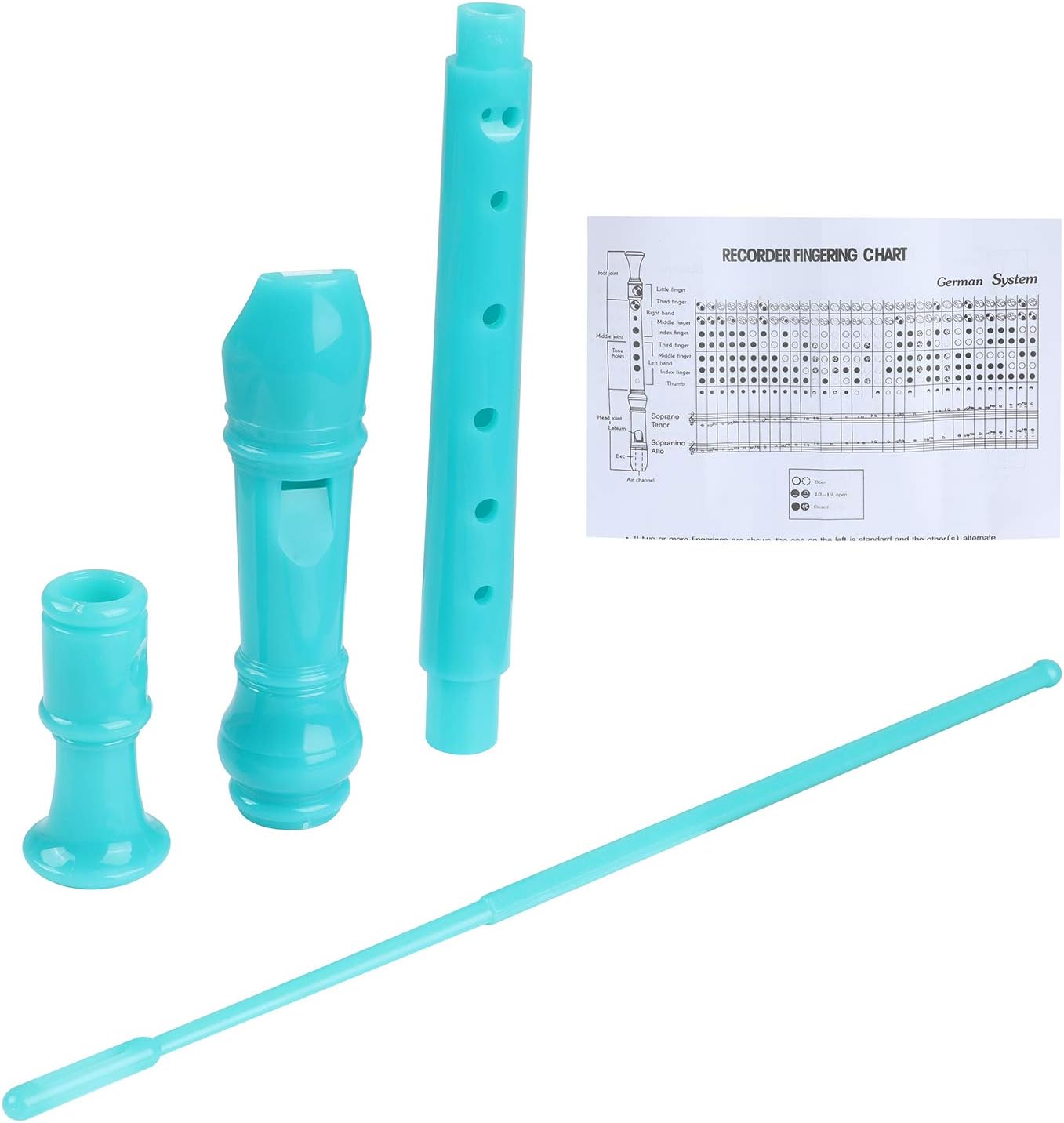 Soprano Recorder Descant Flauta Recorder 8 Hole ABS Clarinet German Style Treble flute C Key for Kids Children With Fingering Chart Instructions with Cleaning Rod Bag pink