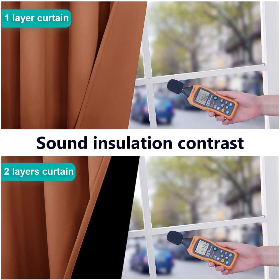 NICETOWN Full Shading Curtains 90 inches Long 2 Panels Set for Windows, Super Heavy-Duty Black Lined Blackout Curtains for Bedroom, Privacy Assured Window Treatment (Burnt Orange, 52 inches W)
