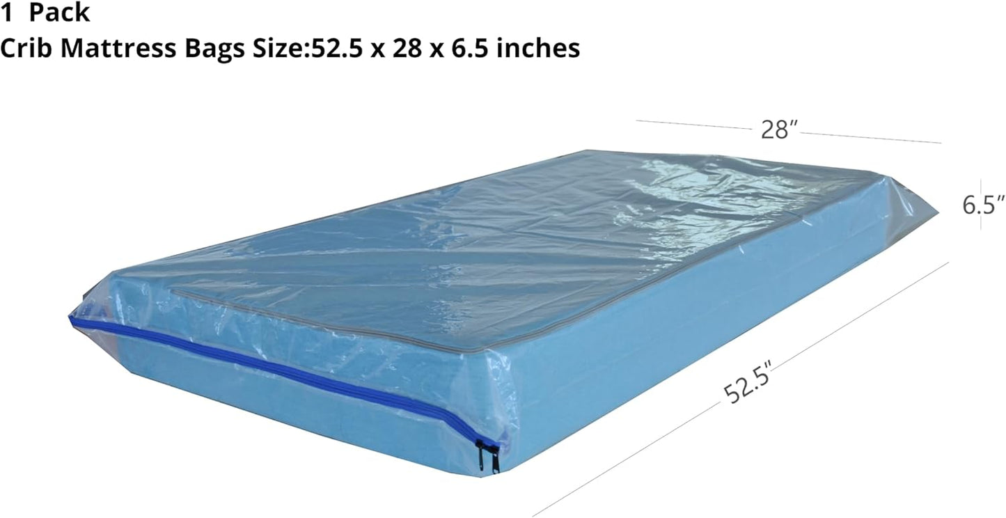 Crib Mattress Storage Bag with Zipper -5 Mil Plastic Waterproof Crib Mattress Bag for Moving and Storage