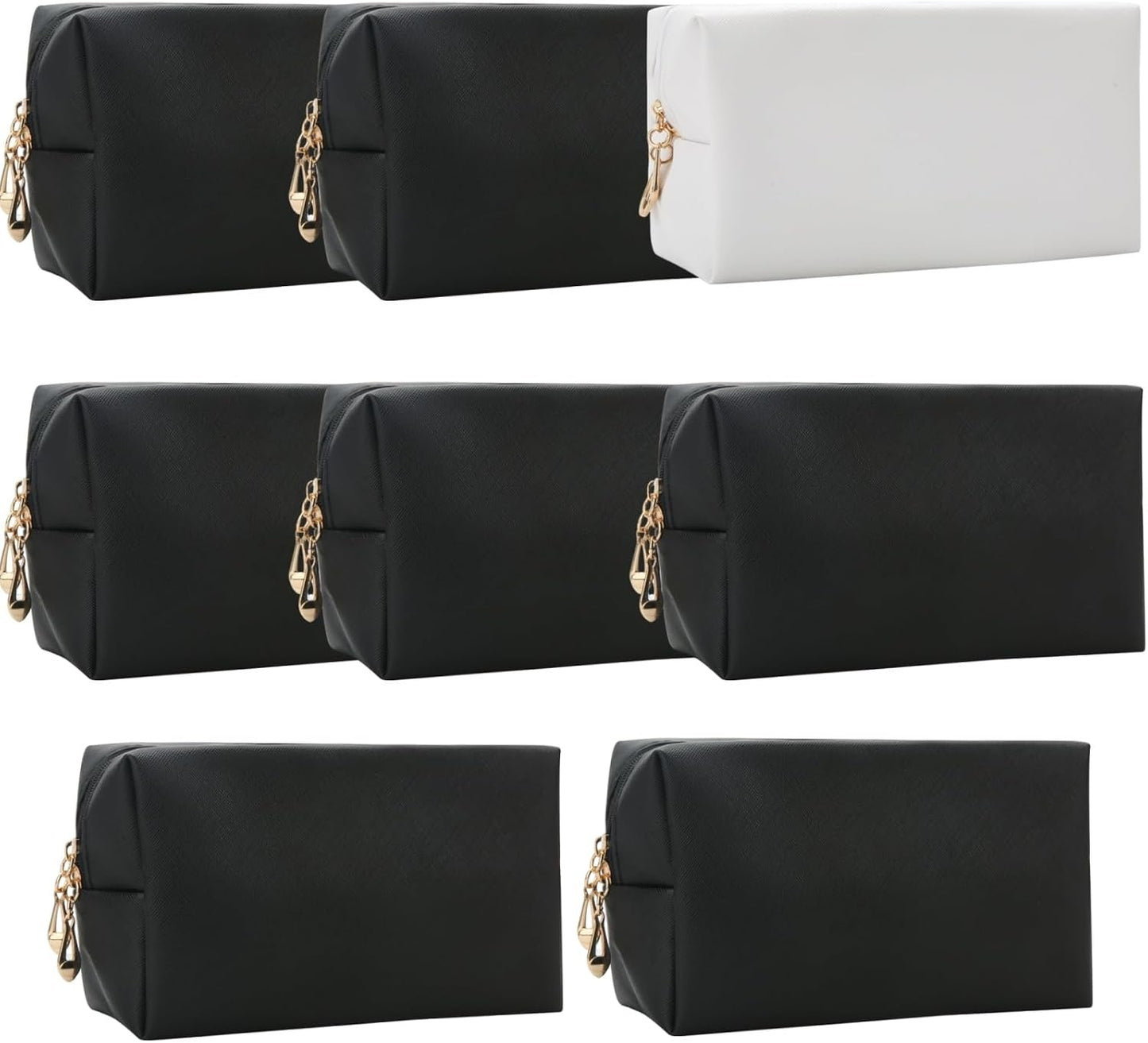Bridesmaid Proposal Gifts Letter Cosmetic makeup bag bulk for Wedding Party Favors Bachelorette party decorations Toiletry Organizer Bag Makeup Case Gift (8, White&Black)