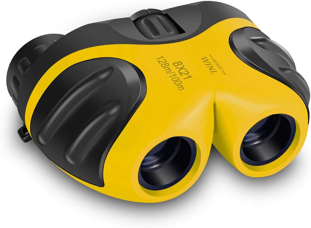 Toys for 4-5 Year Old Boys, VNVDFLM 8 X 21 Kids Binoculars for Children, Compact Telescope Boys Birthday Easter Gifts for 5-8 Years Old to Bird Watching &Scenery(Yellow)