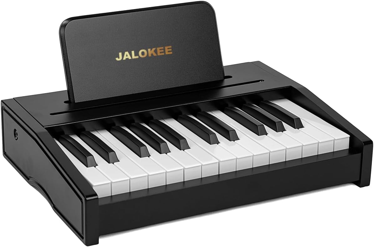 Kids Piano Keyboard, Digital Piano for Kids, Music Educational Instrument Toy, Wood Toy for 3+ Girls and Boys (Black, 25 Keys)