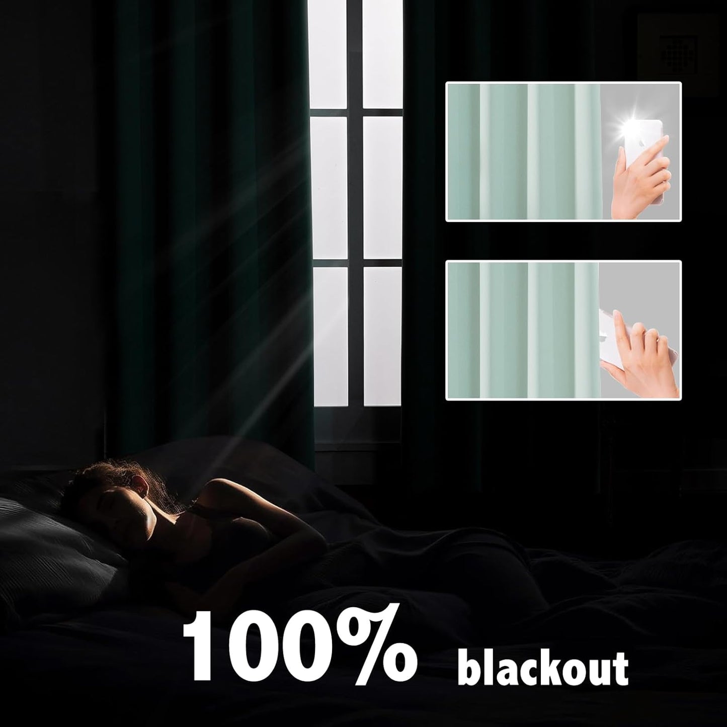 Anytime 100% Blackout Curtain Set, Thermal Insulated & Energy Efficiency Window Draperies for Guest Room, Full Shading Panels for Shift Worker and Light Sleepers（Light Blue, 2 Panels, 52W x 108L）