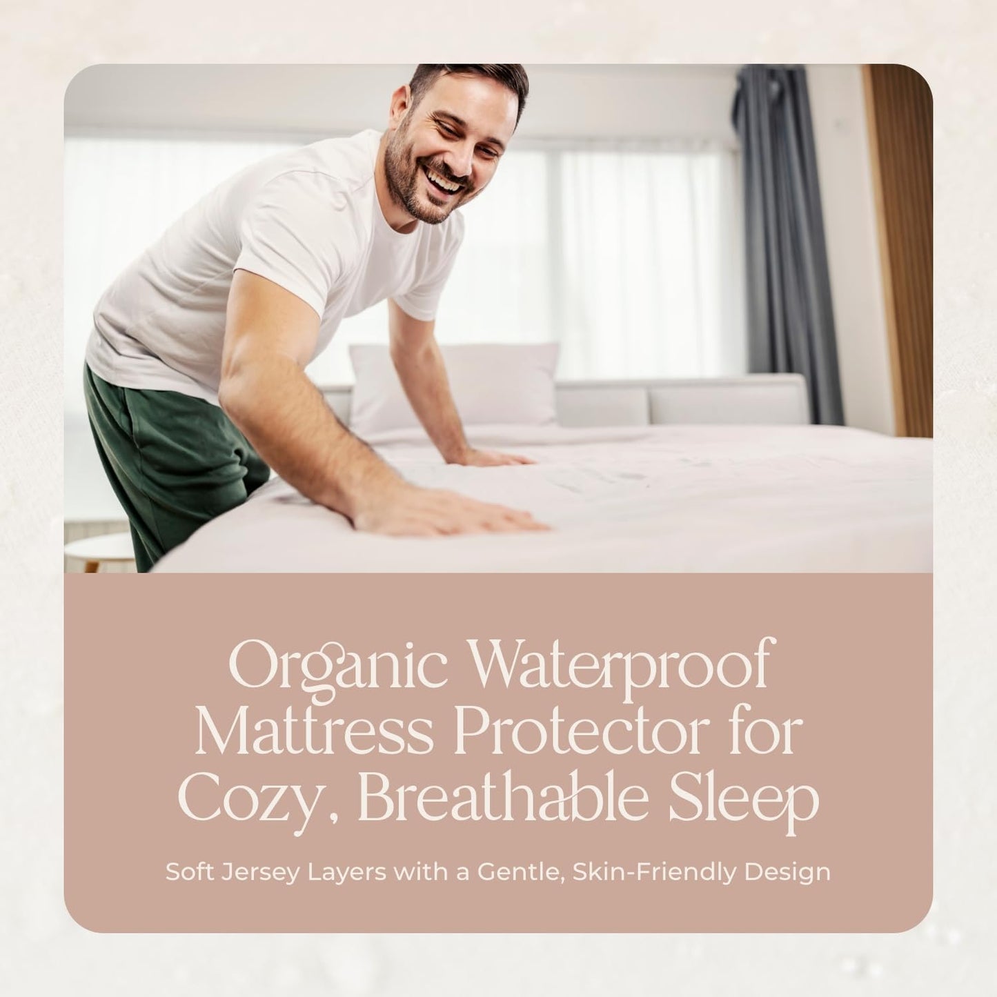 Organic Cotton, 100% Waterproof Mattress Protector Pad – Soft, Hypoallergenic, Breathable Bed Cover – GOTS & Fair-Trade Certified – 17 in. Deep, King Size Mattress Cover by Whisper Organics