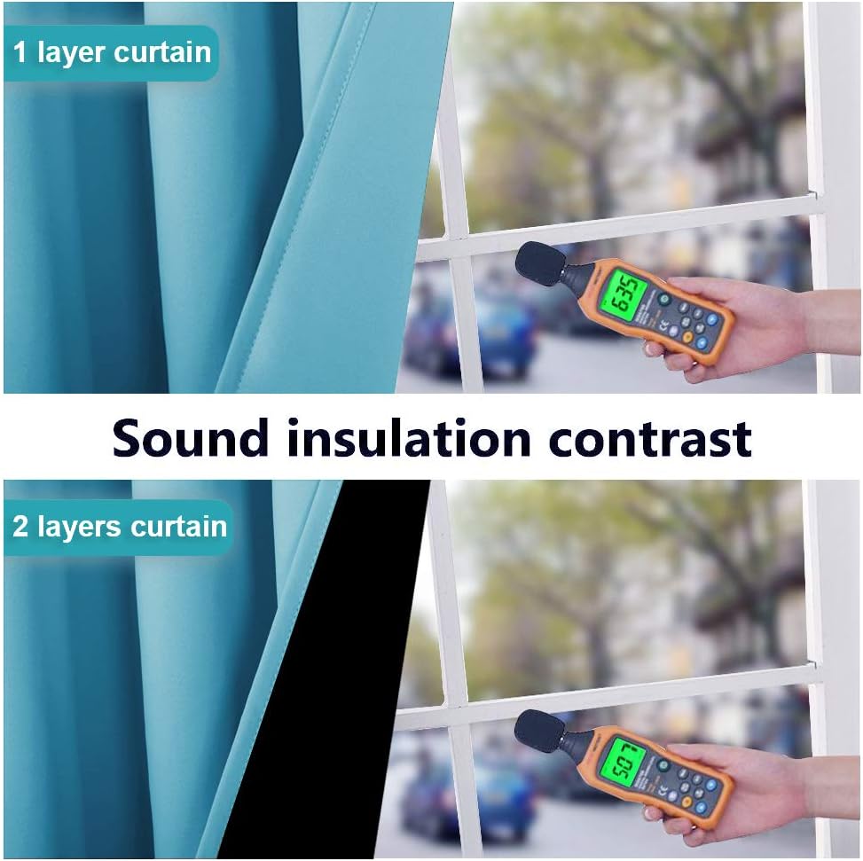 NICETOWN 100% Blackout Blinds, Set of 2, 46" x 96", Teal Blue, Laundry Room Decor Window Treatment Curtains for Large Patio Sliding Door, Thermal Insulated Curtains for Bedroom