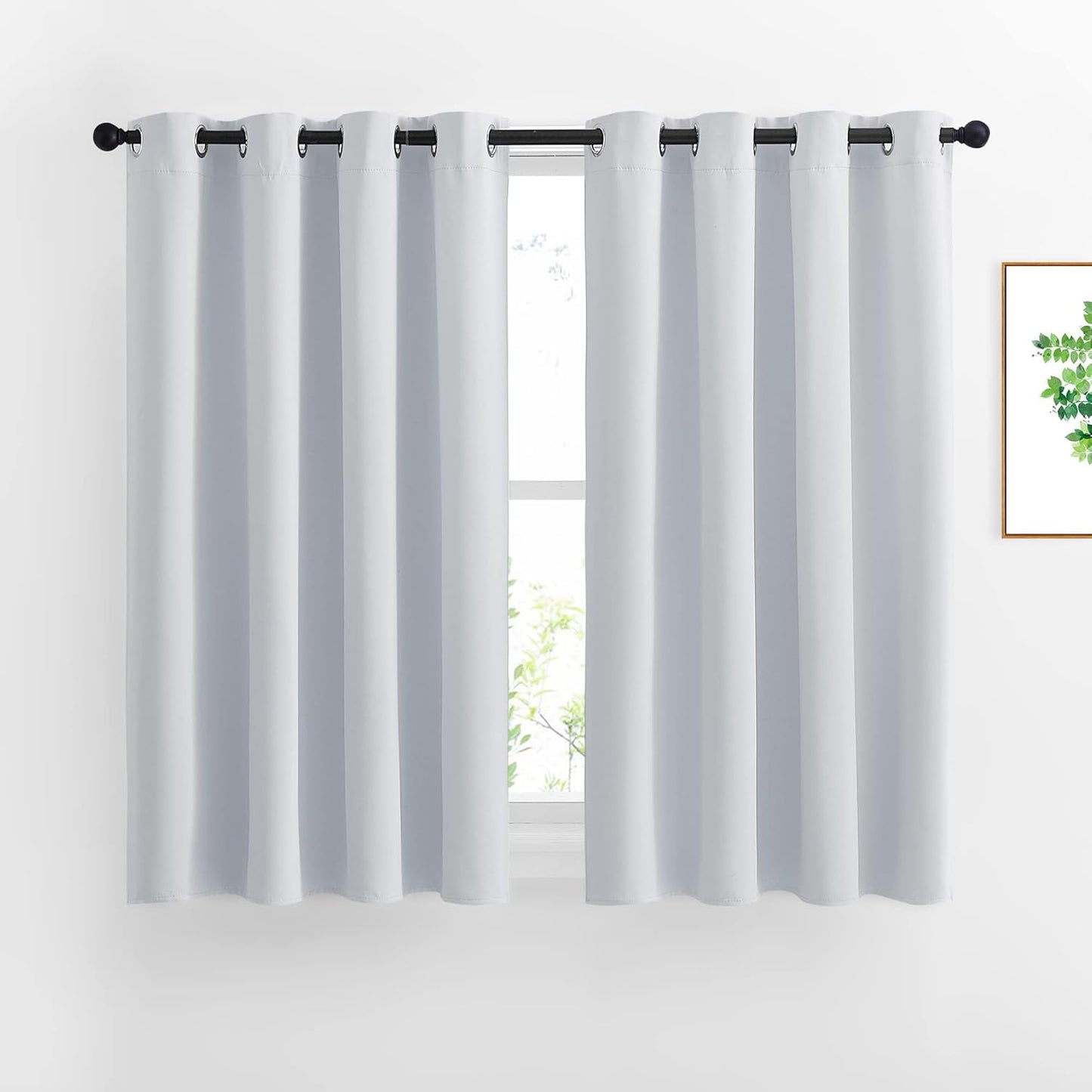 NICETOWN Room Darkening Curtains for Living Room - Window Treatment Thermal Insulated Grommet Darkening Panels/Drapes for Bedroom (Light Grey=Greyish White, 2 Panels, 52 by 45)