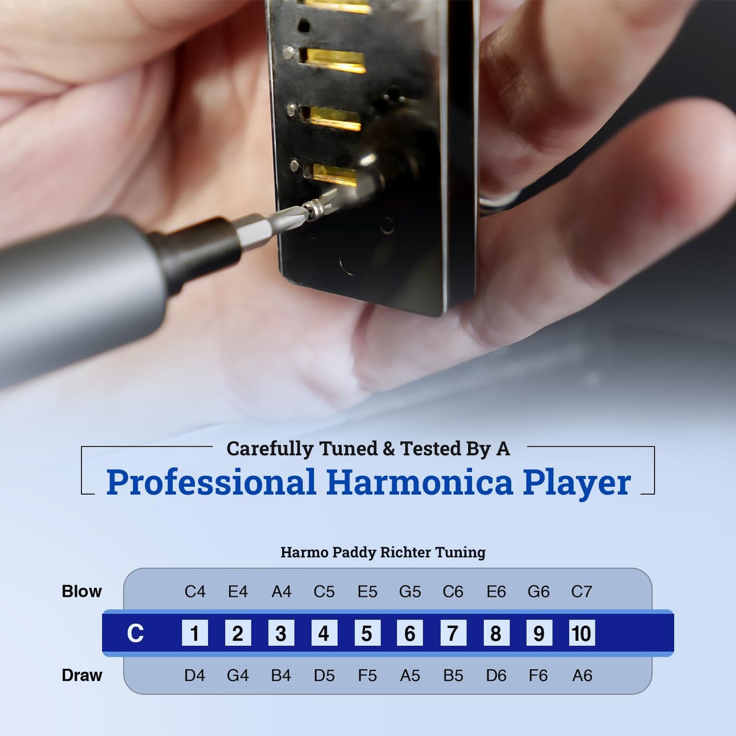 Harmo Polar Diatonic Harmonica Key of E, Paddy Richter Tuning - Specialized for Irish, Bluegrass, Celtic, and Folk Music, Mouth Organ With Case, Harmonica for Kids, Adults, Beginners & Professionals