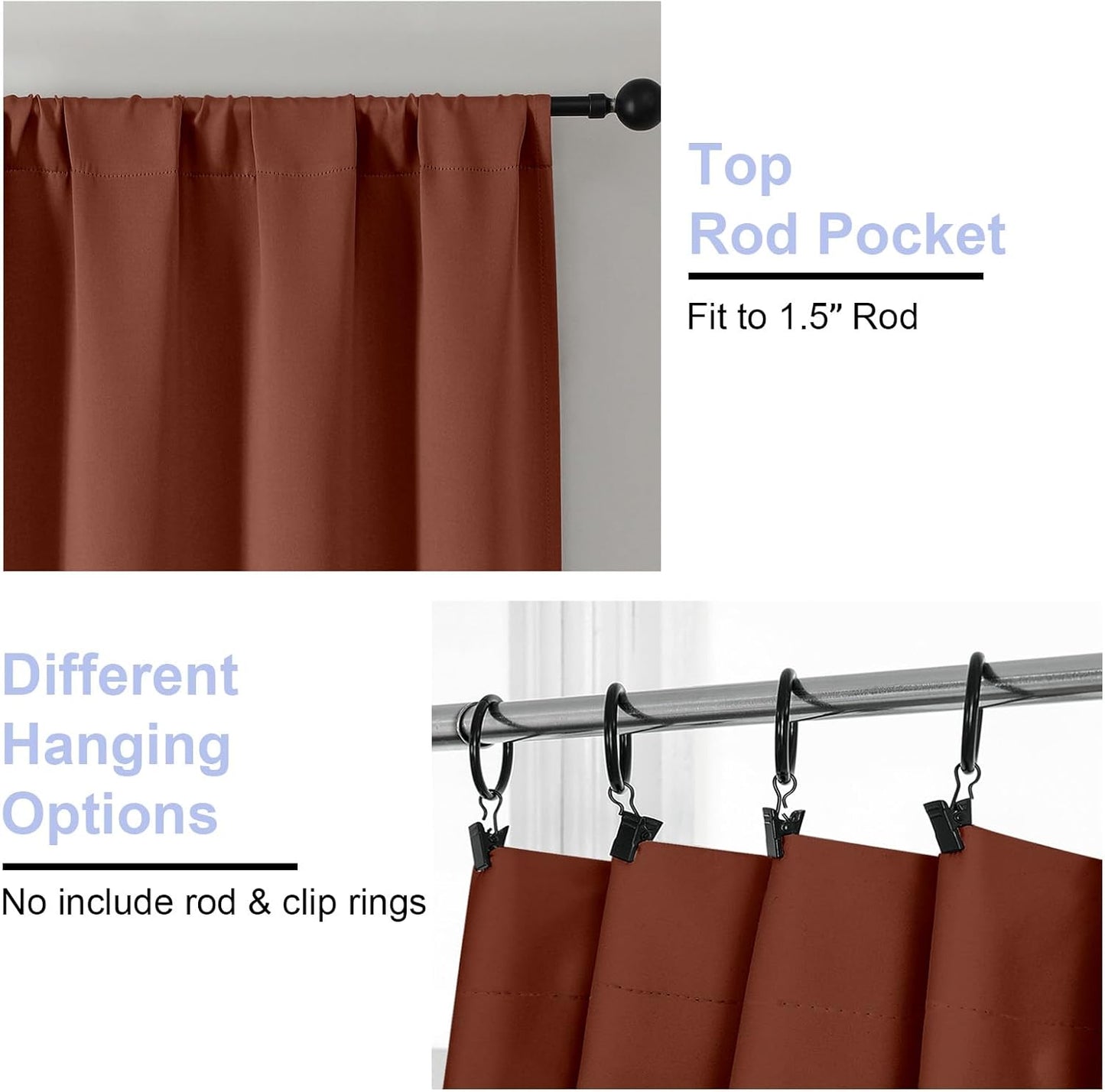 Simplebrand Ava Terracotta Blackout Curtains for Bedroom 96 Inches Long 2 Panels, Thermal Insulated, Energy Saving Living Room Window Treatment Curtains Blackout Drapes, W40 x L96 Inch, Terracotta