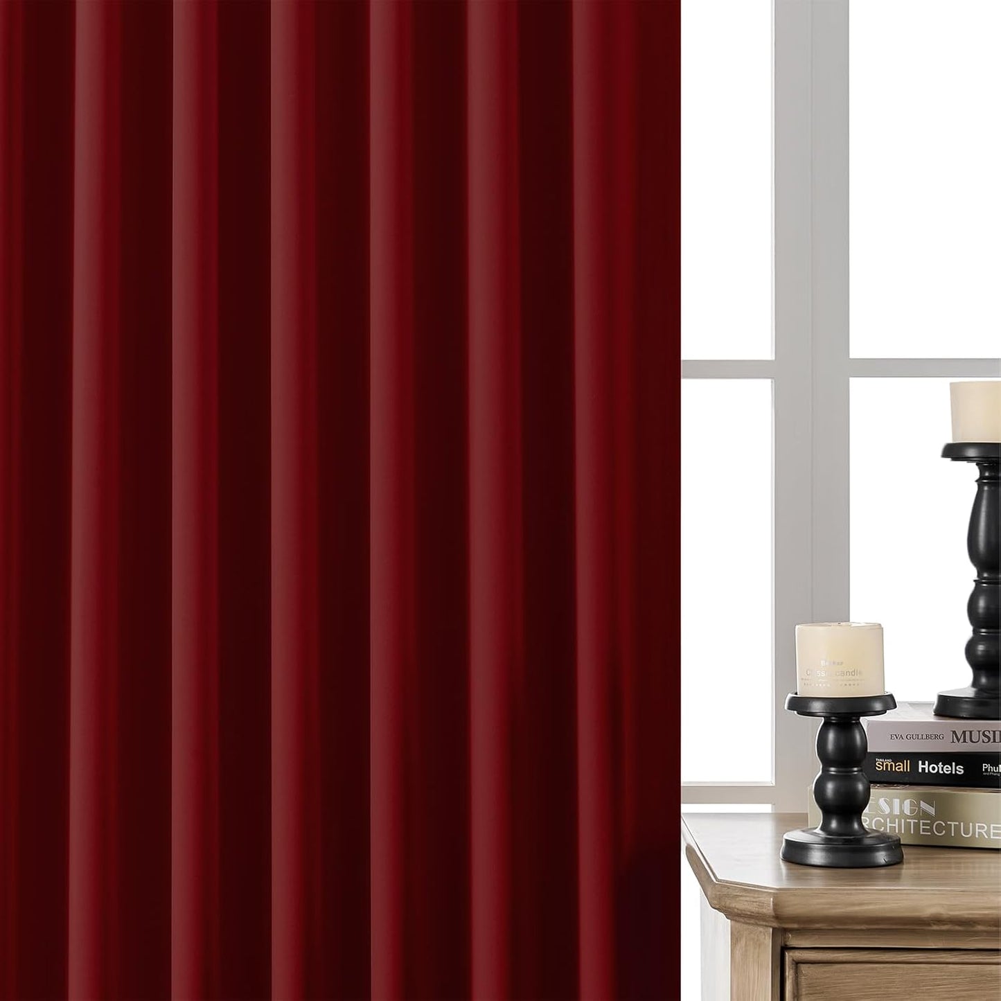 Joydeco Custom Blackout Curtains for Bedroom, 1 Panel Room Darkening Curtains & Drapes for Living Room Window Rod Pocket Back Tab (Custom Size,Burgundy Red)