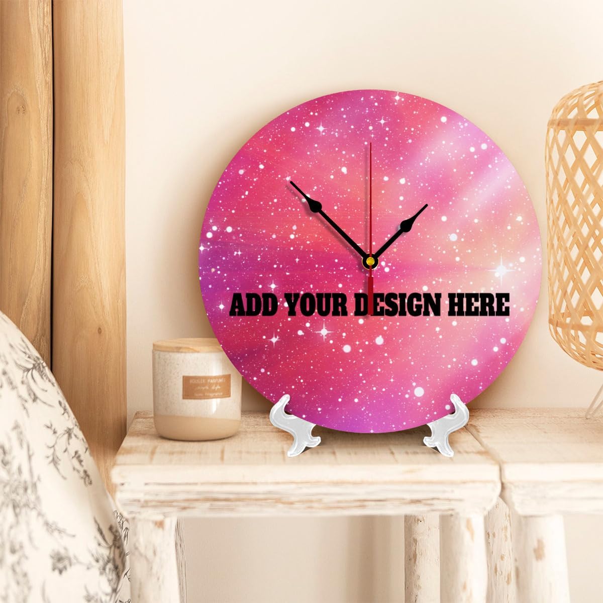 Generic Custom Wall Clock Personalized Clocks with Photo Text Logo That PVC Customized Round Silent Clock for Living Room Family Friends Gifts, 12inch-30cm