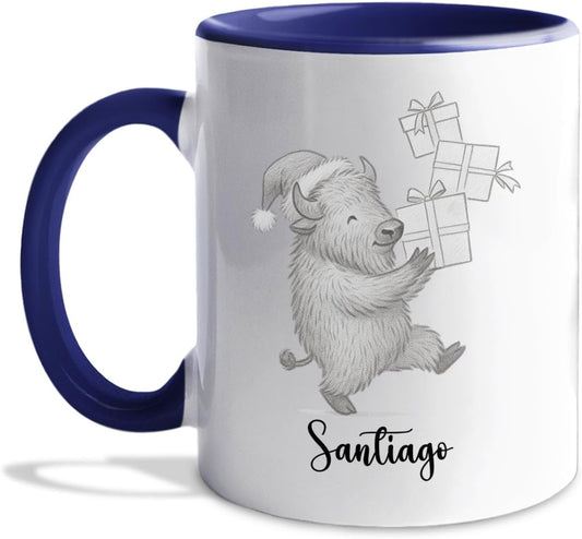 Unique Bison White Coffee Cup Gift For Thanksgiving Anniversary, Personalized Bison Lover Accent Ceramic Mug Gift For Men Women Friends Coworkers, Customized Choose Name Animal Coffee Mug 11 Oz 15 Oz