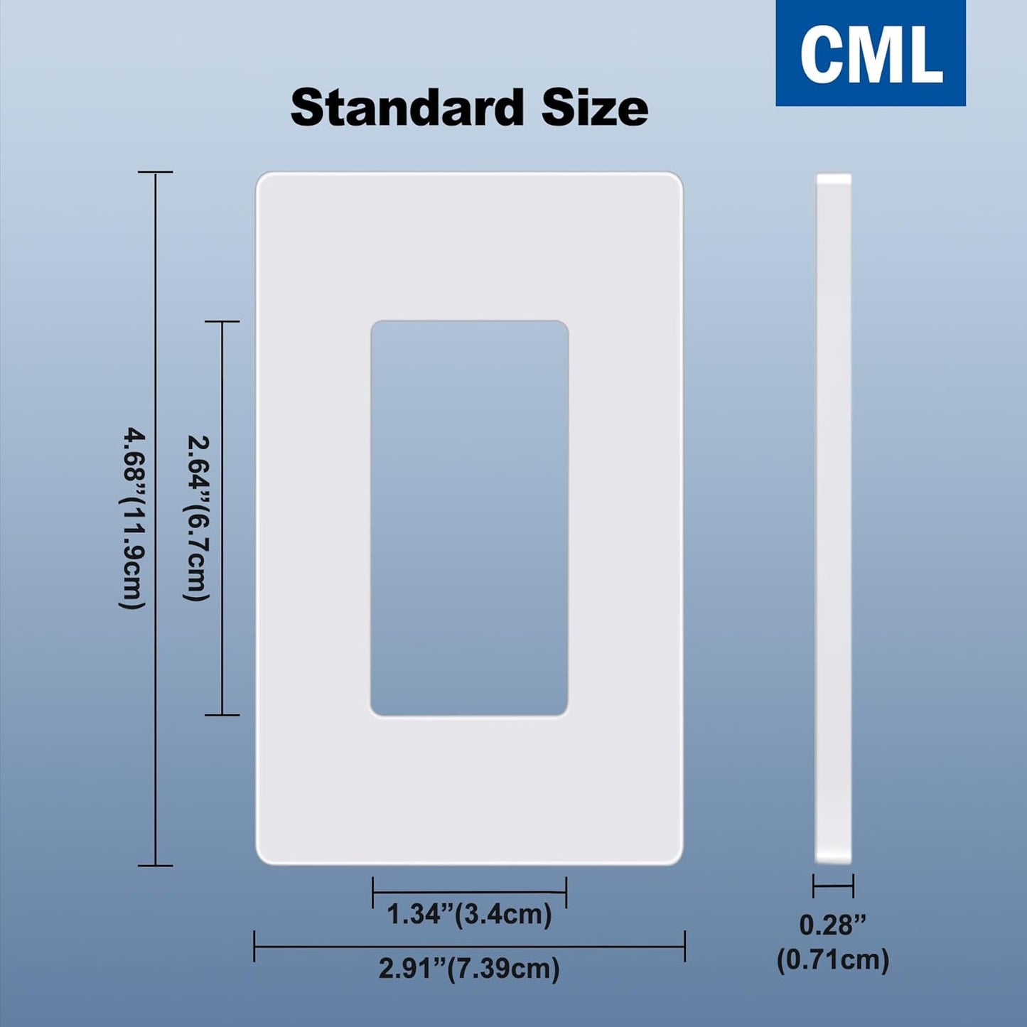 CML Matte White 1-Gang Screwless Decorative Wall Plates, 120 Pack Decorator Light Switch Covers, Standard Size 2.91” X 4.68”, Scratch and Impact Resistant, Hidden Screws, UL Listed