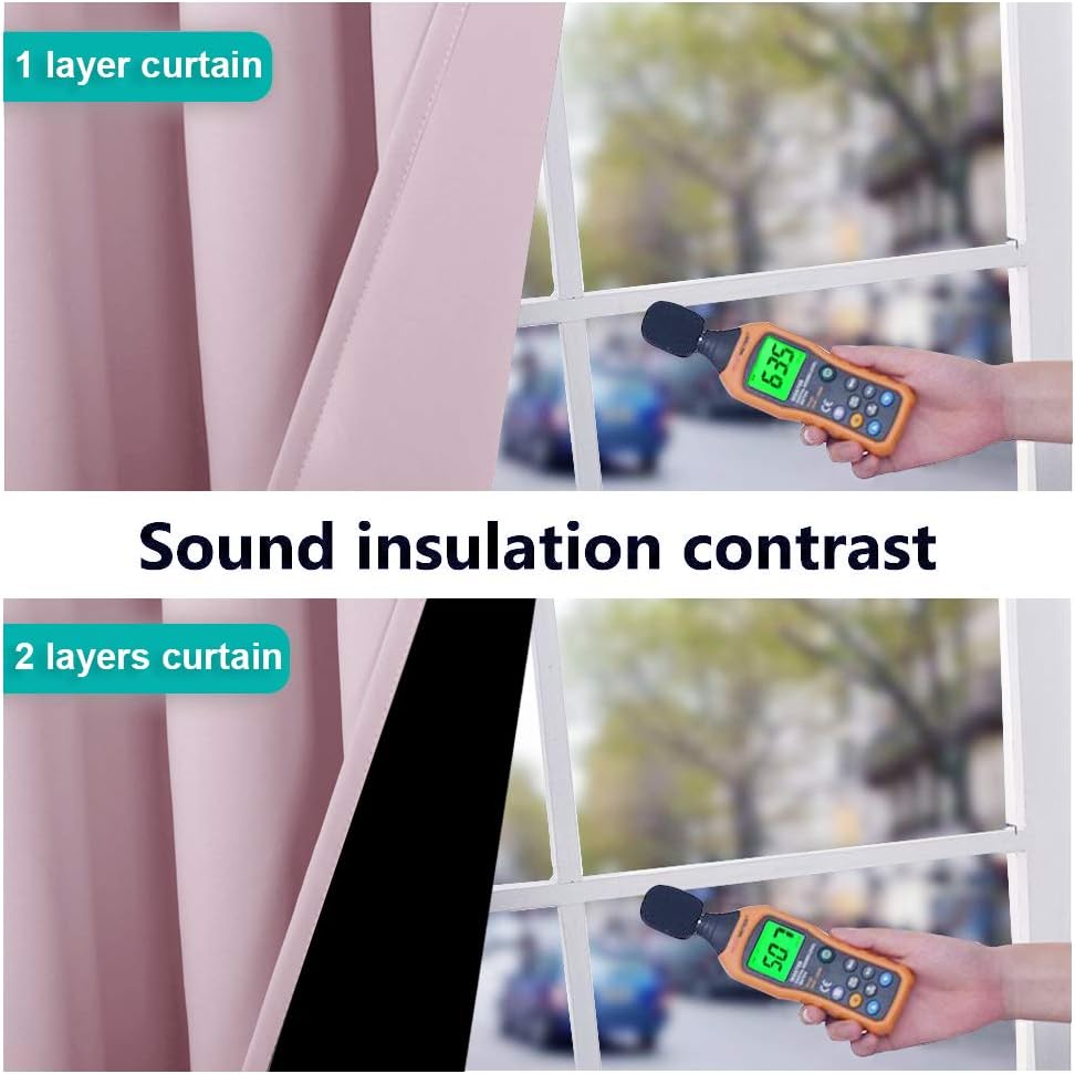 NICETOWN 100% Blackout Window Curtain Panels, Heat and Cold Blocking Drapes with Black Liner for Nursery, 80" Thermal Insulated Draperies (Lavender Pink, 2 Pieces, 37" Wide Each Panel)