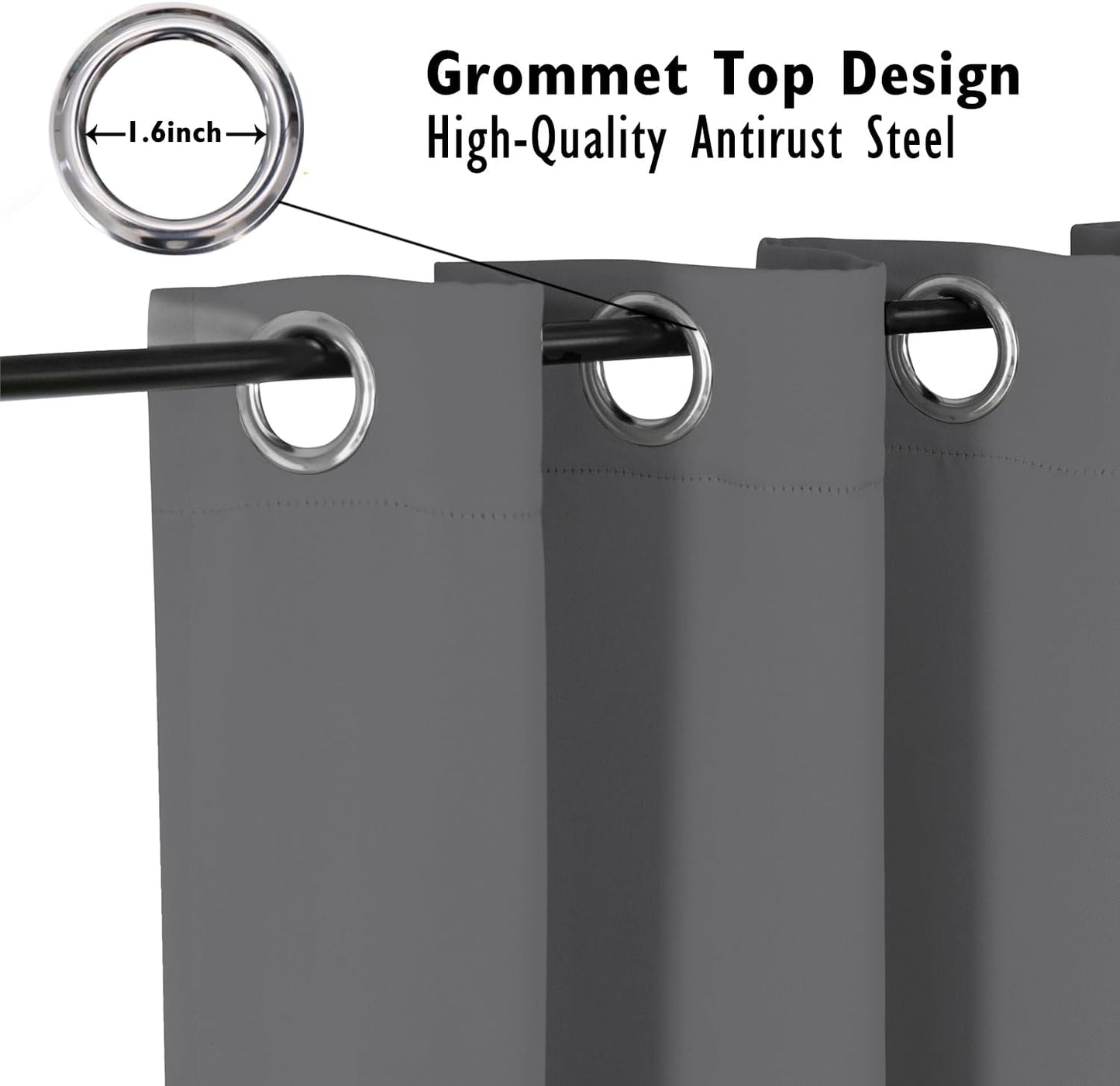 ChrisDowa Small Window Curtains 36 inches Long for Bedroom - Grommet Short Thermal Insulated Room Darkening Curtains for Kitchen (2 Panels, Grey, 34 x 36 Inch)