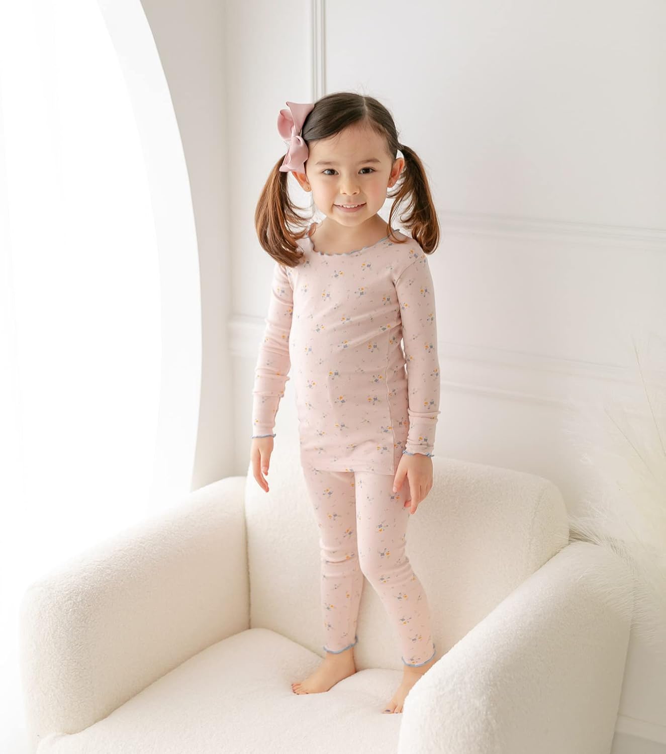 AVAUMA Baby Boy Girl Pajama Set 6M-7T Kids Cute Toddler Snug fit Flower Pattern Design Pjs Cotton Sleepwear Ruffled Shirring