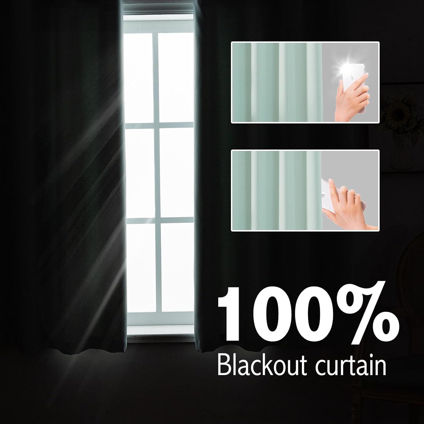 Anytime 100% Blackout Curtain Set, Thermal Insulated & Energy Efficiency Window Draperies for Guest Room, Full Shading Panels for Shift Worker and Light Sleepers（Light Blue, 2 Panels, 42W x 54L）