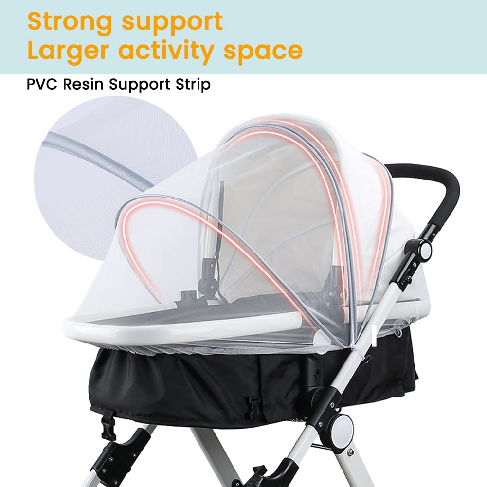Orzbow Universal Mosquito Net for Stroller, Baby Bug Net with Two-Way Zippers & Storage Bag, Breathable & Foldable Mosquito Nets for Strollers, Car Seat, Bassinet, Cradle, Portable Mini Crib, Grey
