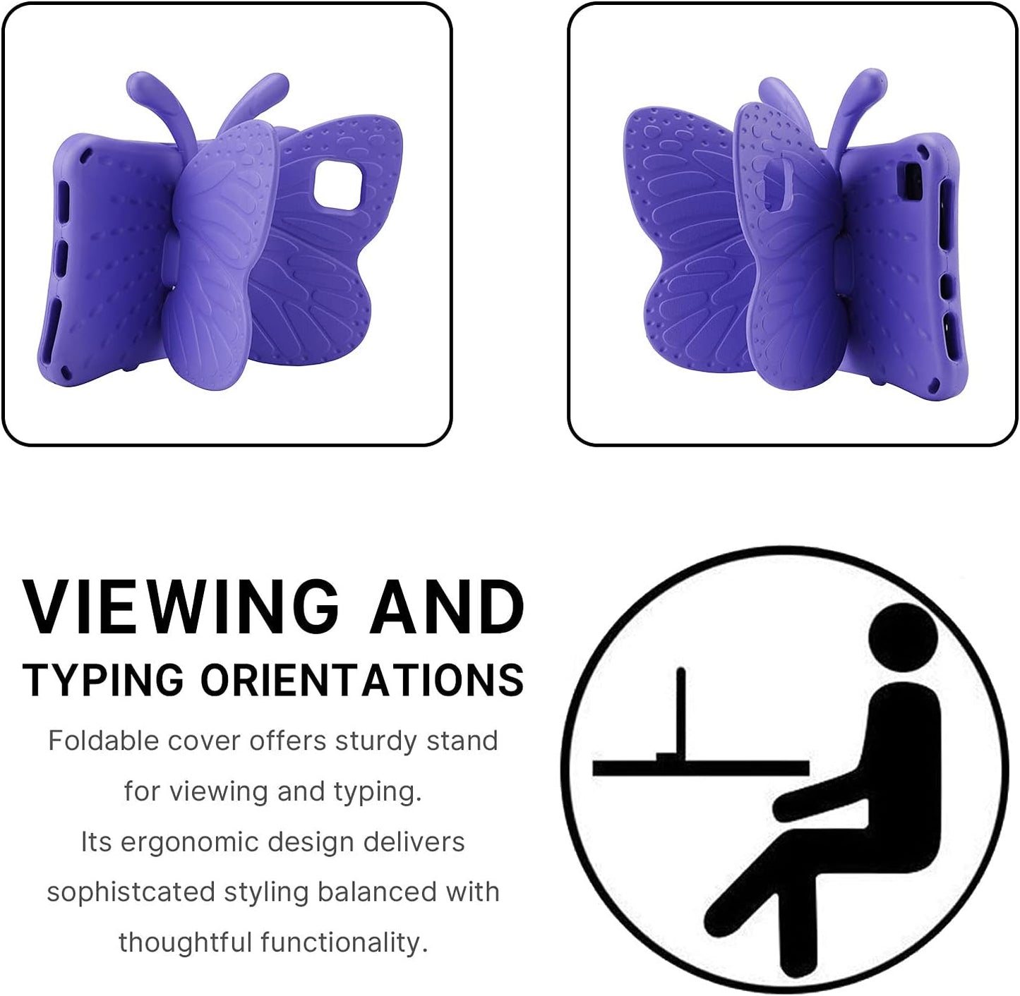 Fire HD 10 Kids Tablet 11th Gen 2021 2023 Case 10.1 Cute Butterfly Kids Pro Case with Stand Light Weight EVA Rugged Shockproof Heavy Duty Kids Friendly Full Cover for Kids Girls (Purple)
