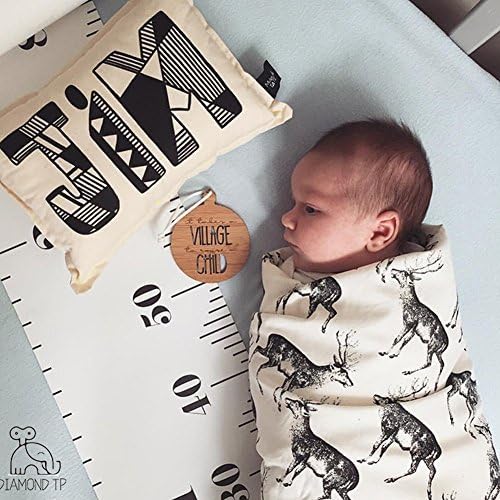 Kids Growth Chart, Wood Frame Fabric Canvas Height Measurement Ruler from Baby to Adult for Child's Room Decoration 7.9 x 79in (7.9 x 79in, Pink - Cloud)