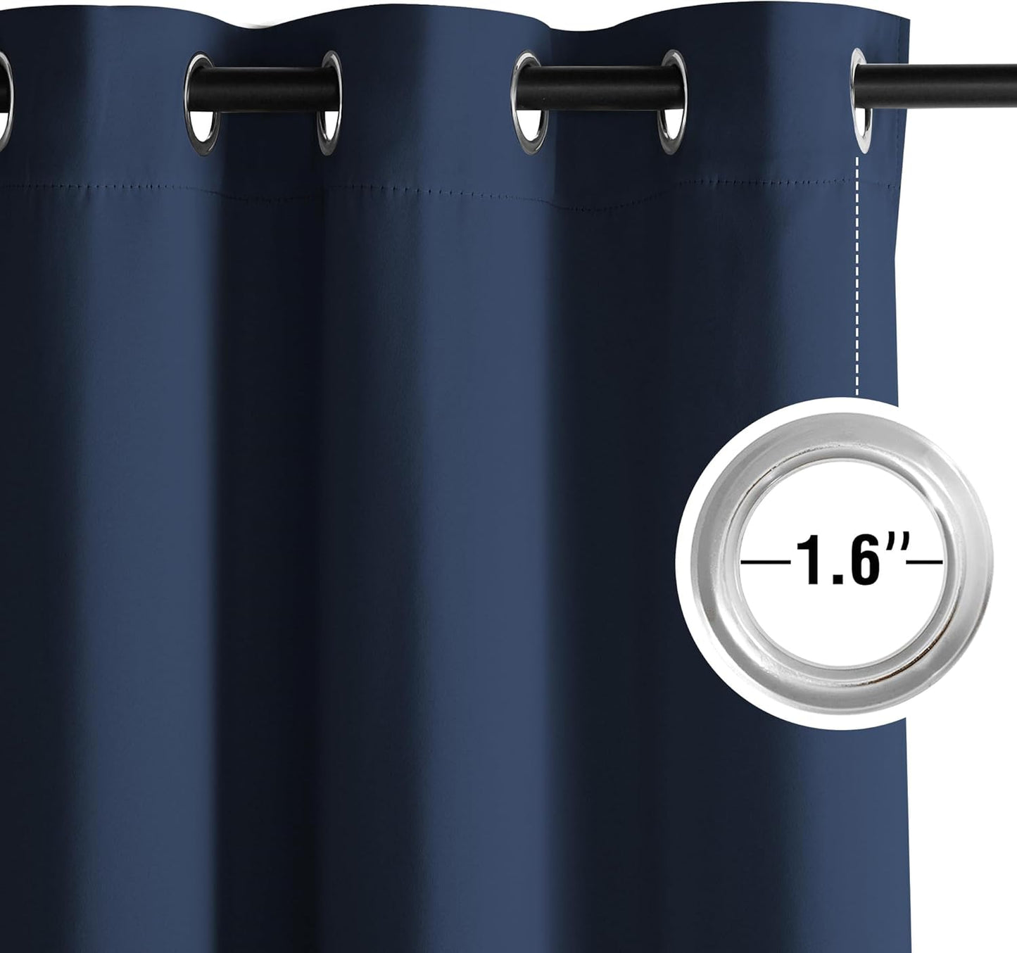NICETOWN Navy Blue Blackout Curtains 84 inch Long, Thermal Grommet Privacy Energy Saving Shades for Bedroom, Living Room, Bathroom, Laundry, Patio, Closet - Waterproof, 2 Panels, W52 x L84