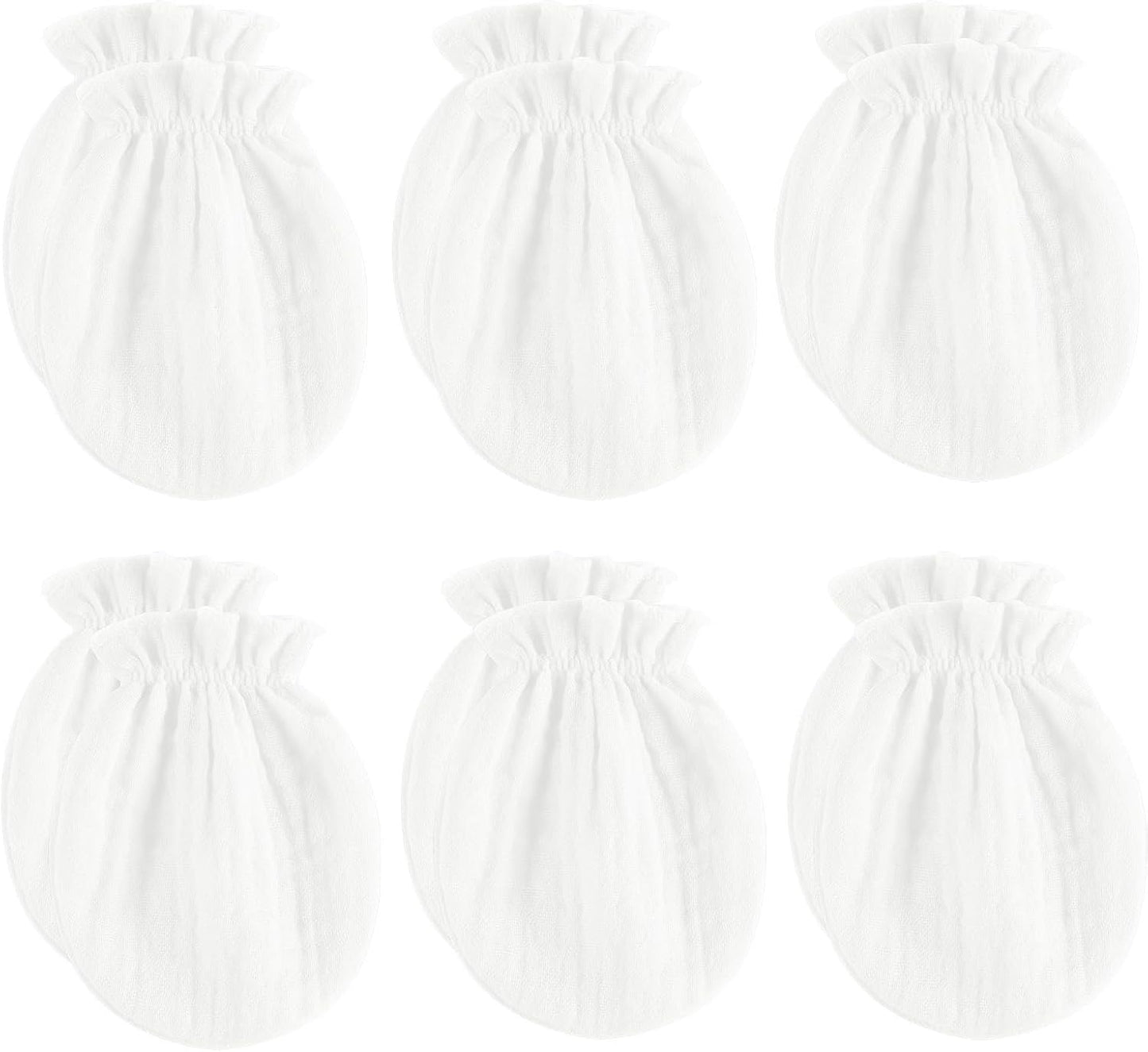 Newborn Mittens No Scratch 100% Cotton Mitts Boy Girl baby mittens 0-6 months 6 Pack