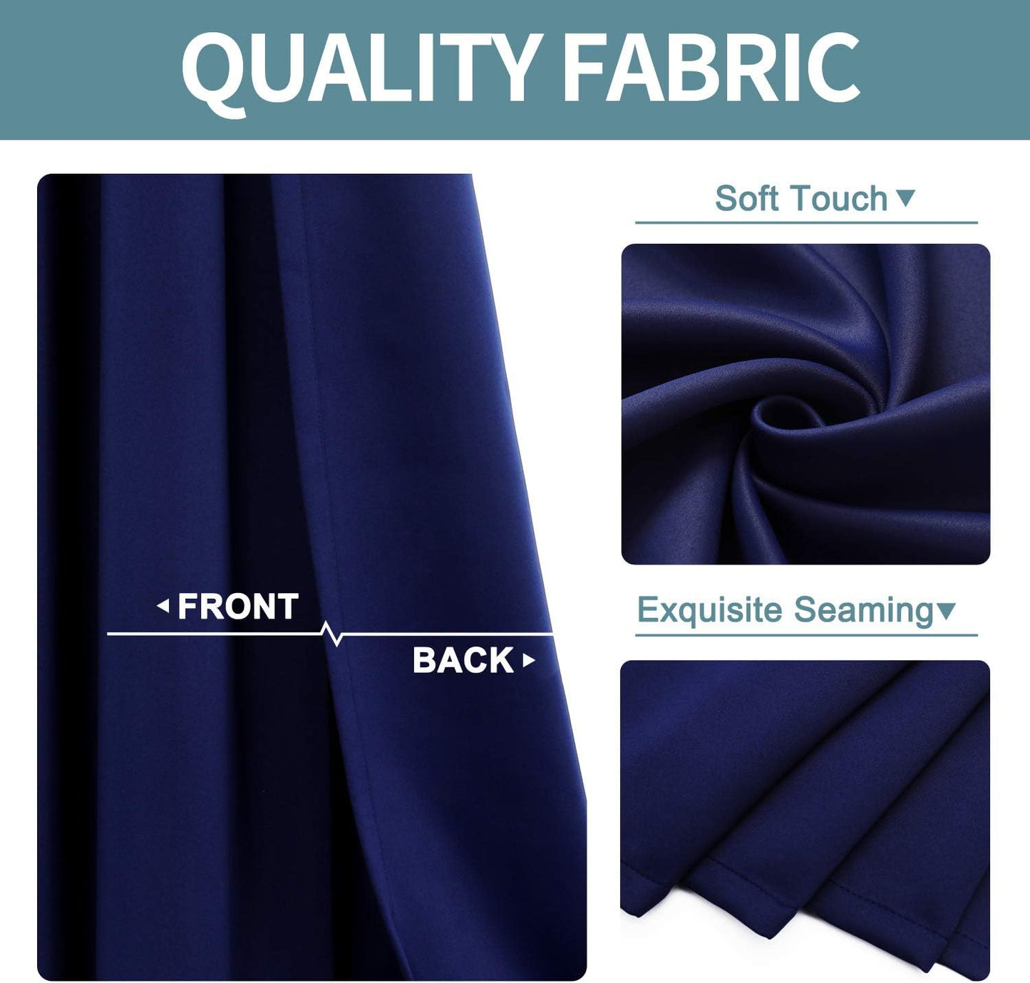 ChrisDowa Grommet Blackout Curtains for Bedroom and Living Room - 2 Panels Set Thermal Insulated Room Darkening Curtains (Navy Blue, 52W x 45L)